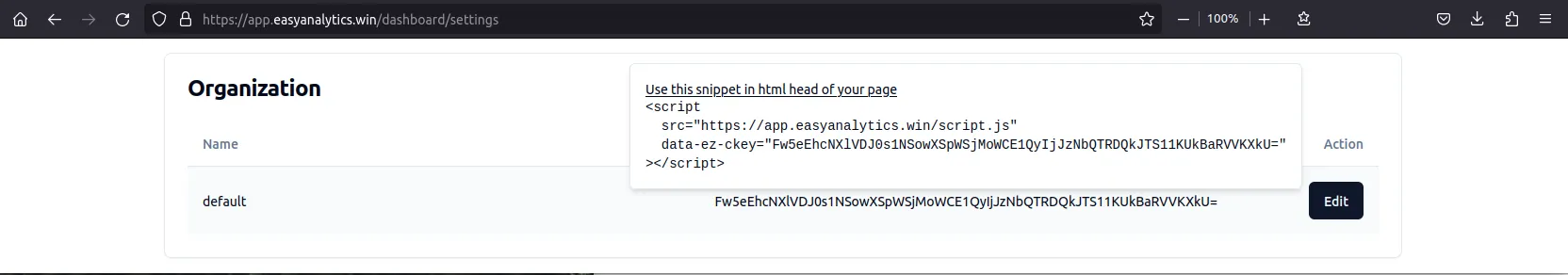 tracking script in setting page tracking script in setting page